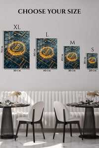 EMESA metal wall art size comparison guide for Golden Cryptocurrency Circuit