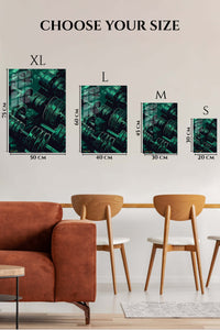 EMESA metal wall art size comparison guide for Teal Dumbbell Power