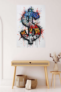 Unstoppable Graffiti Energy metal wall art displayed in a contemporary living space