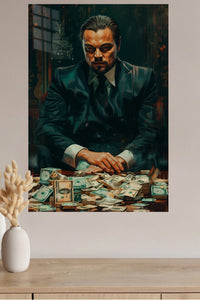 Fortune at the Table metal wall art displayed in a modern interior
