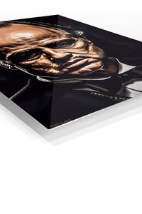 Stern Tuxedo Portrait premium metal wall art – angled view