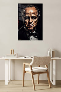 Stern Tuxedo Portrait metal wall art displayed in a contemporary living space