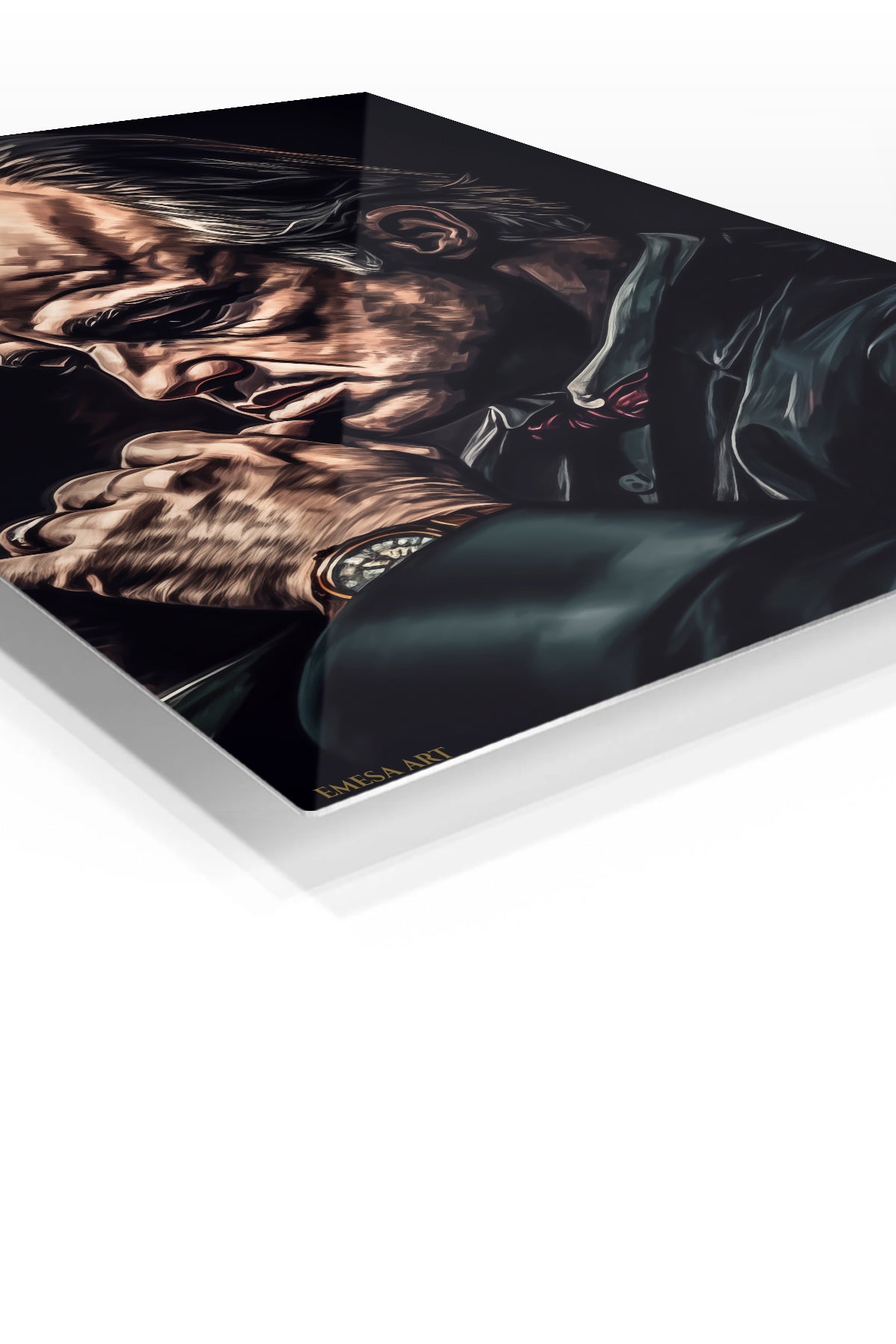 Quiet Resolve premium metal wall art – angled view