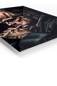 Quiet Resolve premium metal wall art – angled view