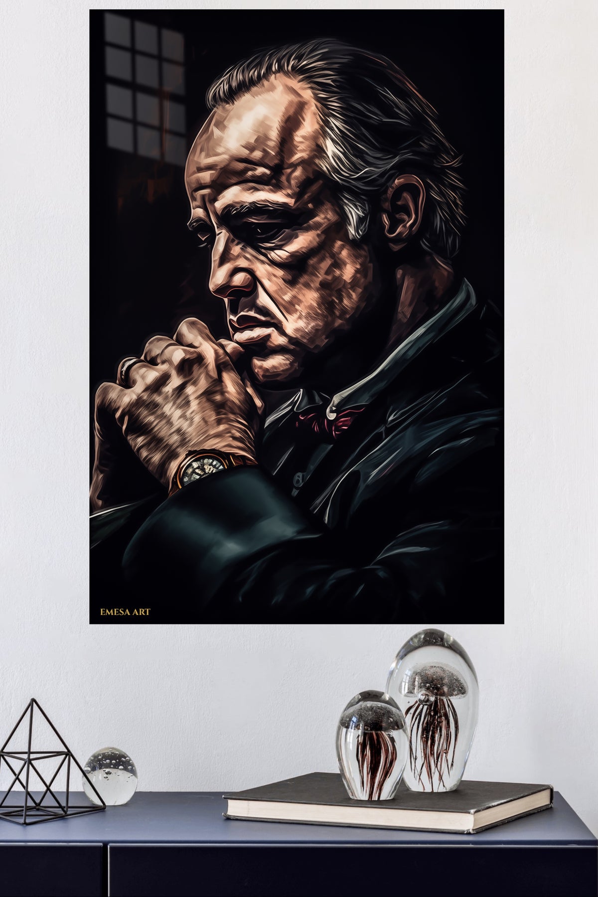 Quiet Resolve metal wall art displayed in a modern interior