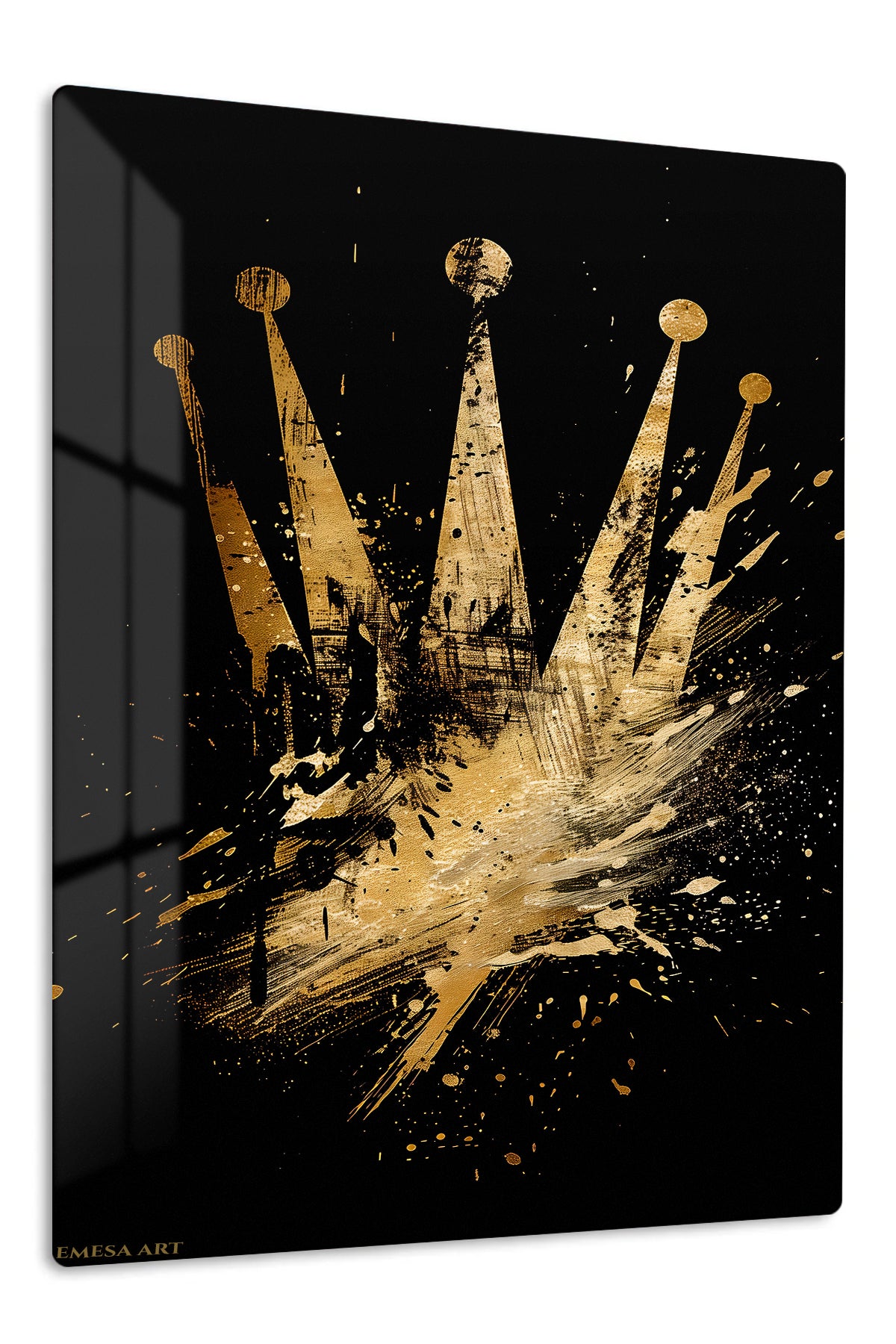 Golden Crown Rising premium metal wall art – front view