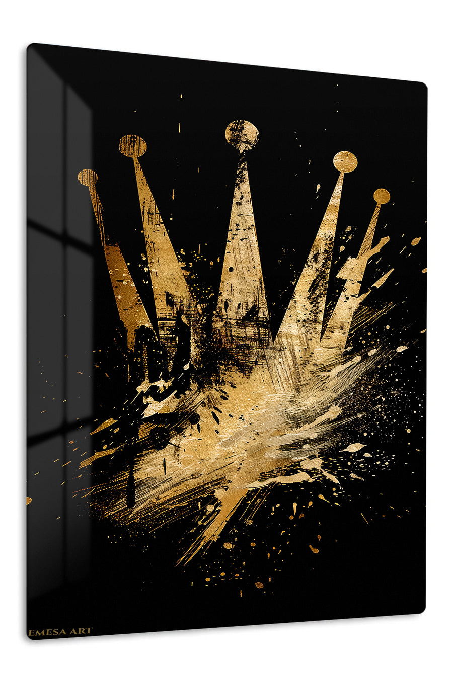 Golden Crown Rising premium metal wall art – front view
