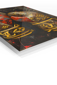 Gold Boxing Gloves on Black premium metal wall art – angled view