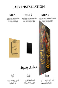 Magnetic mounting installation guide for Gold Boxing Gloves on Black metal wall art
