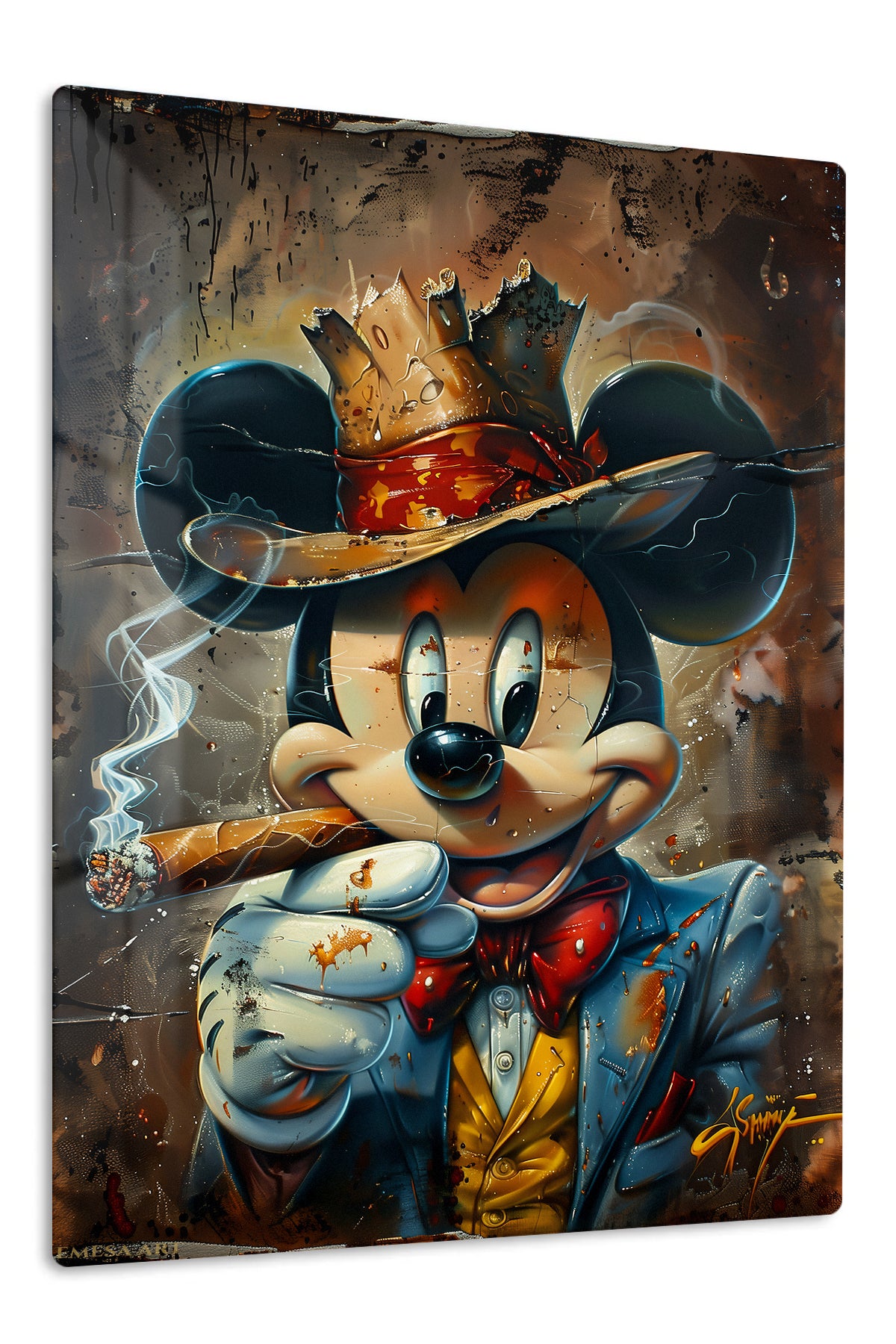 Crowned Mouse King premium metal wall art – front view