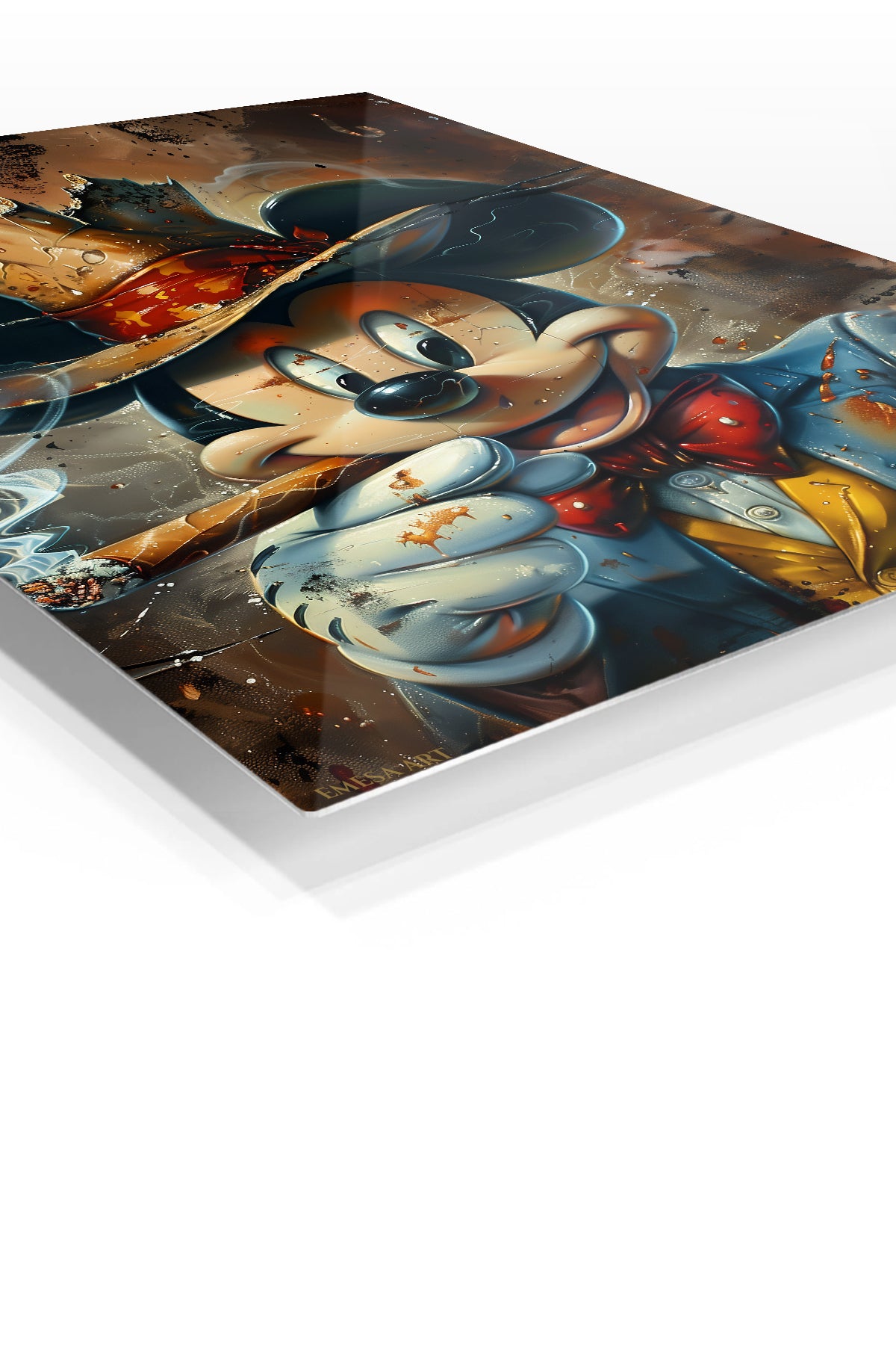 Crowned Mouse King premium metal wall art – angled view