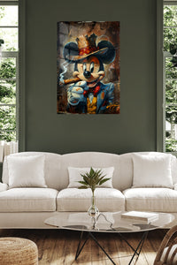 Crowned Mouse King metal wall art displayed in a contemporary living space