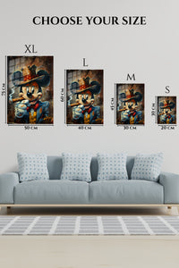 EMESA metal wall art size comparison guide for Crowned Mouse King