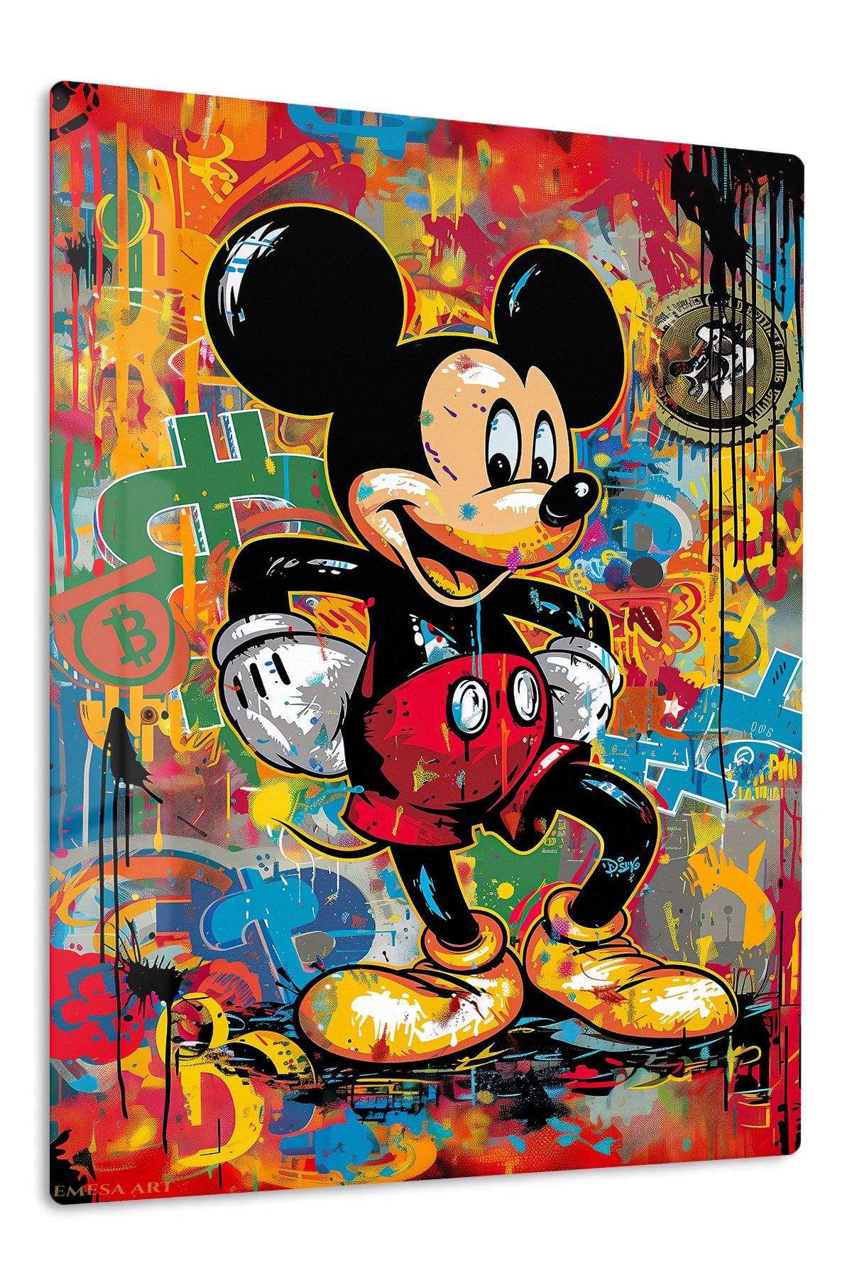 Graffiti Cartoon Mouse premium metal wall art – front view