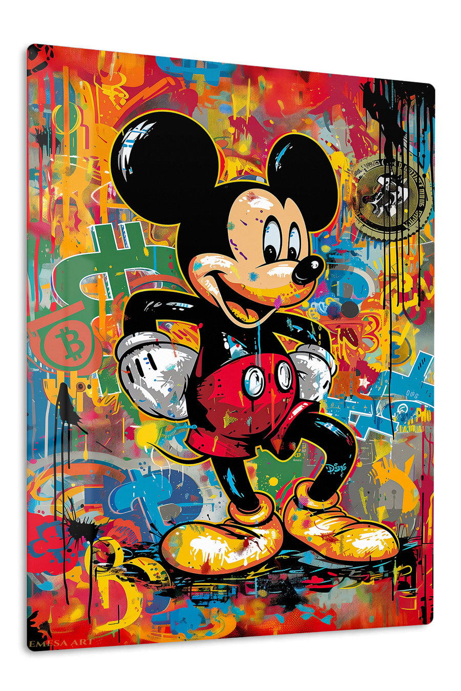 Graffiti Cartoon Mouse premium metal wall art – front view