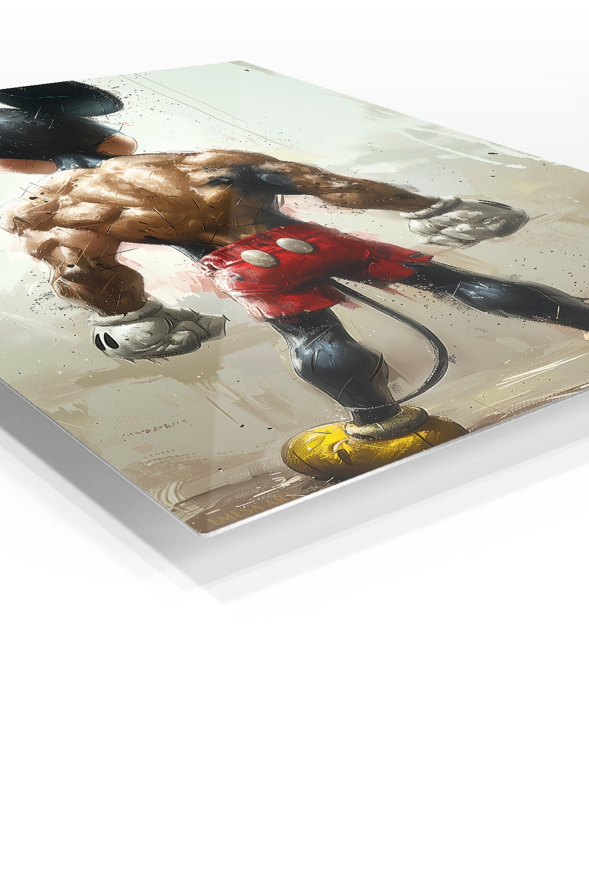 Power Stance Mouse Hero premium metal wall art – angled view