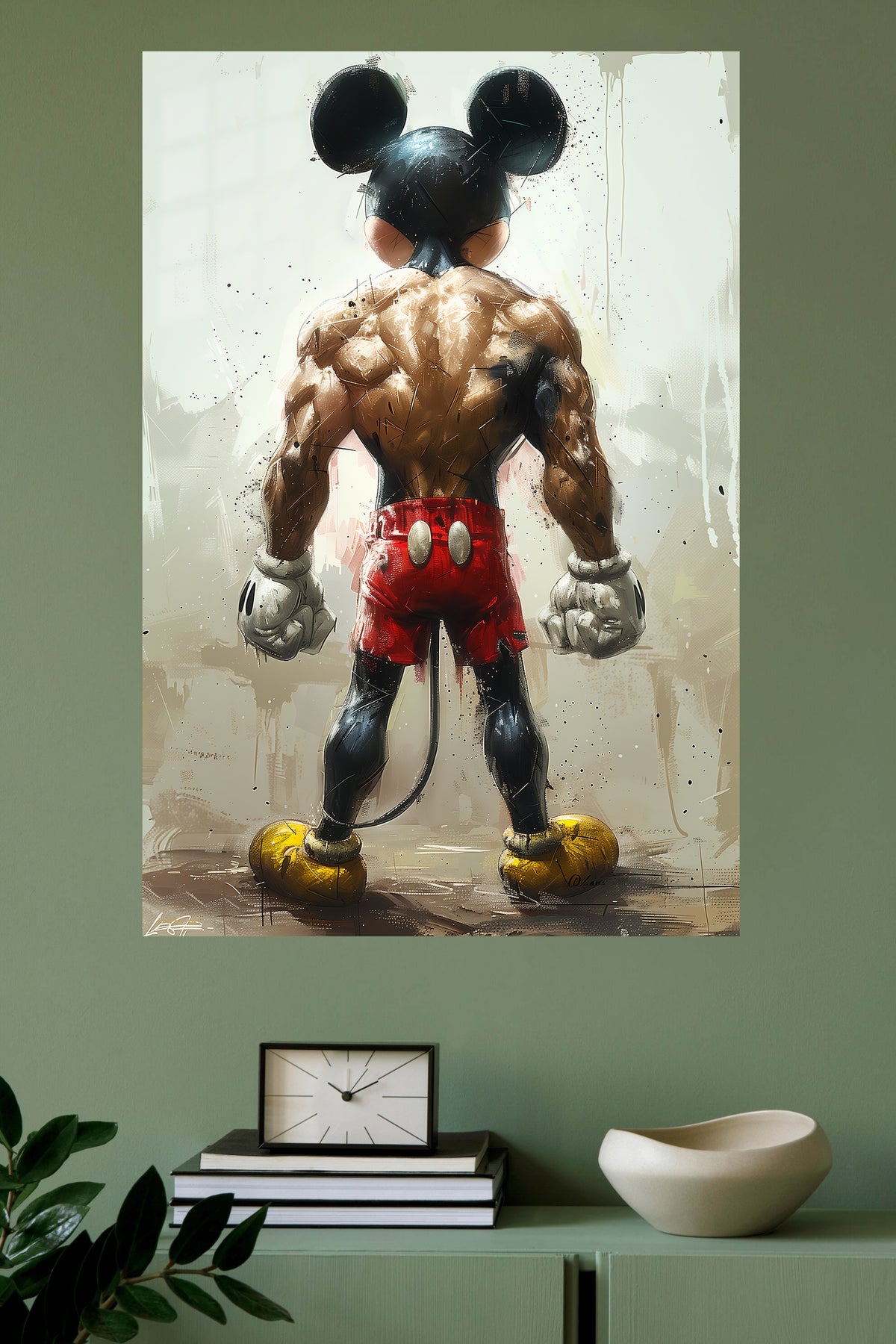 Power Stance Mouse Hero metal wall art displayed in a modern interior