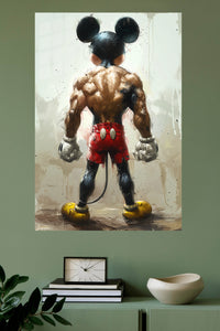 Power Stance Mouse Hero metal wall art displayed in a modern interior