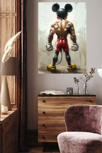 Power Stance Mouse Hero metal wall art displayed in a contemporary living space