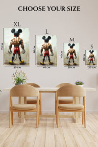EMESA metal wall art size comparison guide for Power Stance Mouse Hero