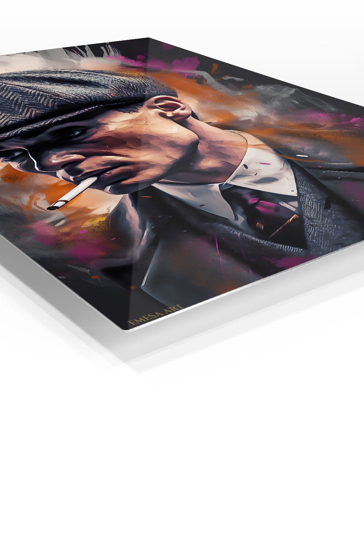 Grit and Grace Portrait premium metal wall art – angled view
