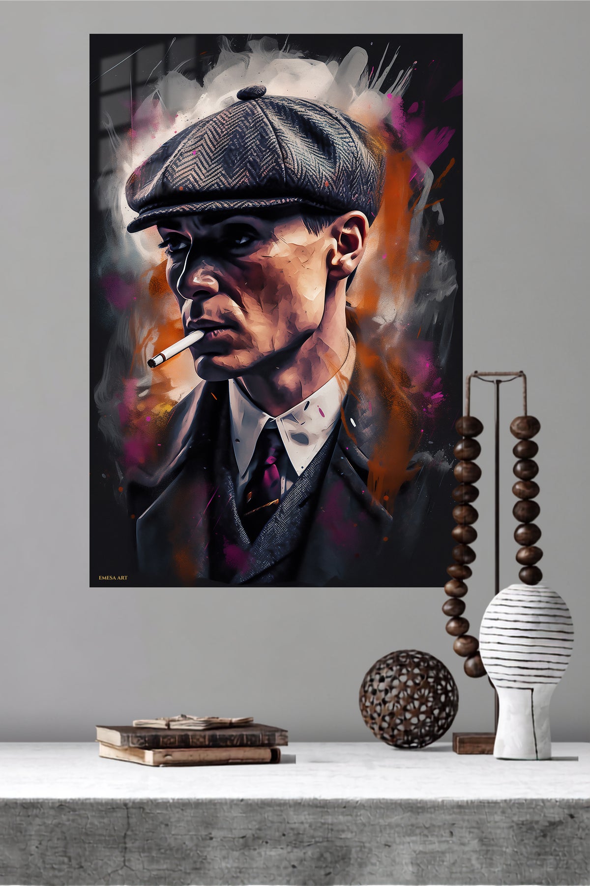 Grit and Grace Portrait metal wall art displayed in a modern interior