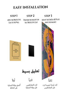 Magnetic mounting installation guide for Currency Face in Orange metal wall art