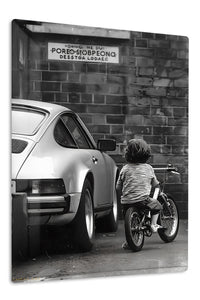Little Rider by the Brick Wall premium metal wall art – front view