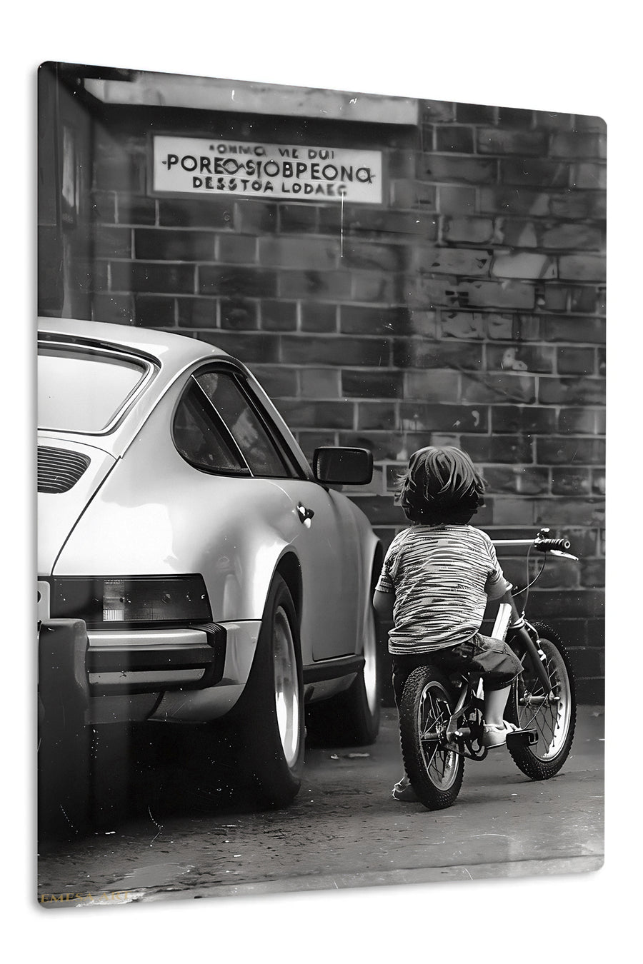 Little Rider by the Brick Wall premium metal wall art – front view