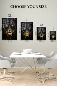 EMESA metal wall art size comparison guide for Golden Lightning Lion