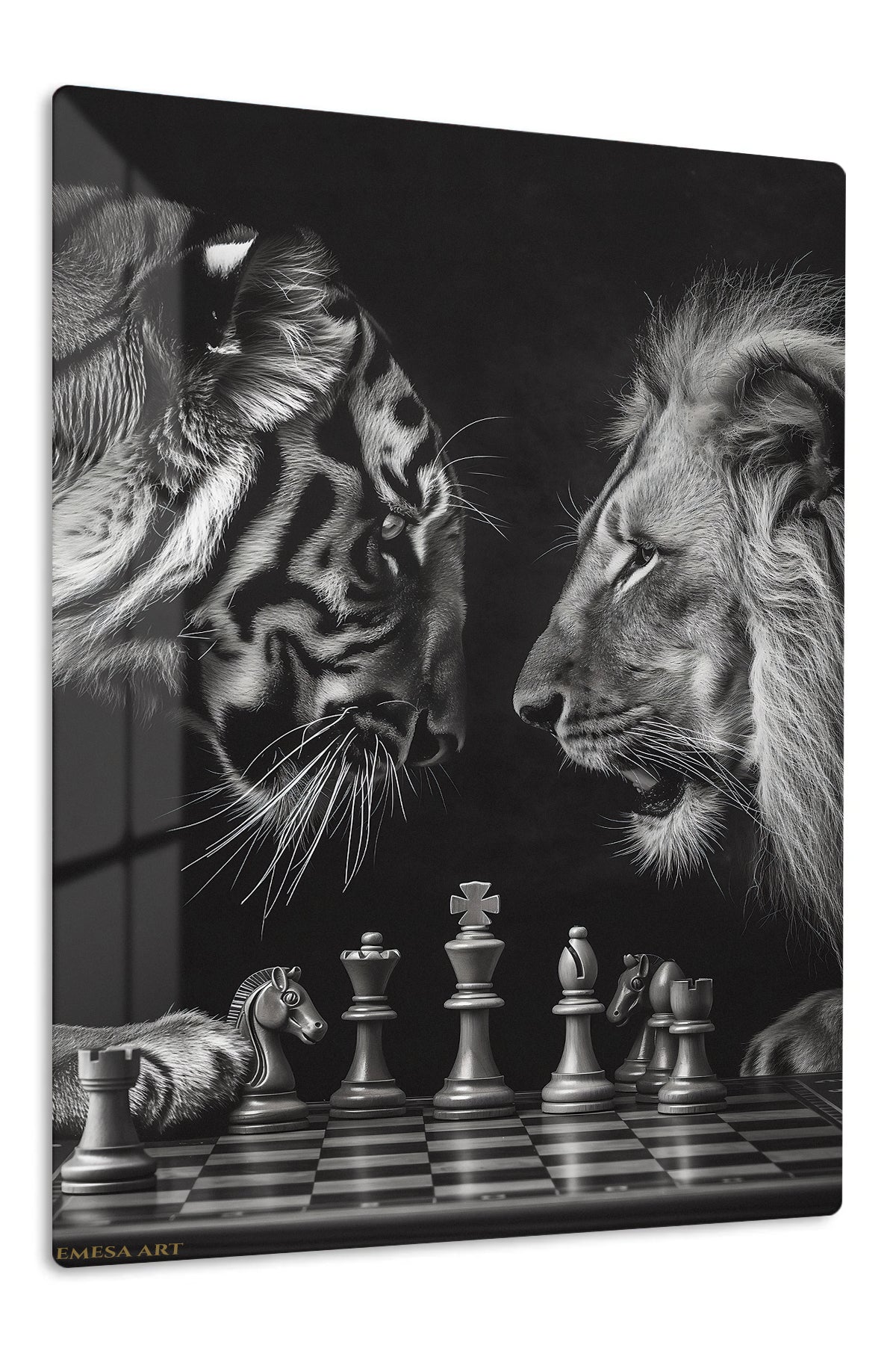 Chessboard Kings premium metal wall art – front view