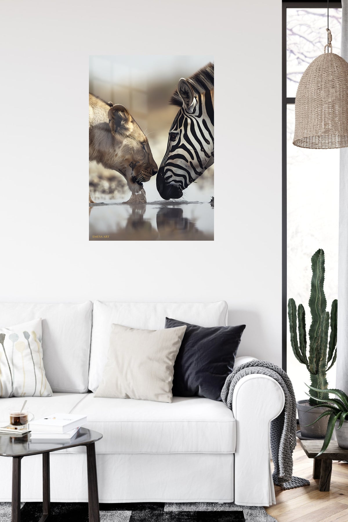 Shared Water, Shared Strength metal wall art displayed in a contemporary living space