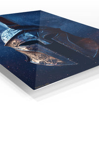 Celestial Spartan Helmet premium metal wall art – angled view