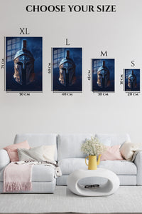 EMESA metal wall art size comparison guide for Celestial Spartan Helmet
