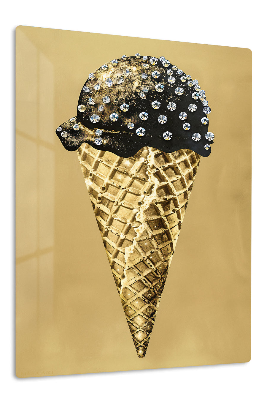 Gilded Crystal Ice Cream Cone premium metal wall art – front view