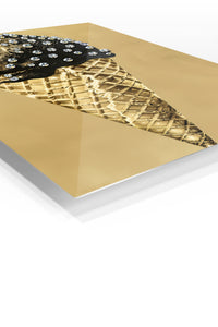 Gilded Crystal Ice Cream Cone premium metal wall art – angled view