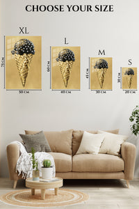 EMESA metal wall art size comparison guide for Gilded Crystal Ice Cream Cone