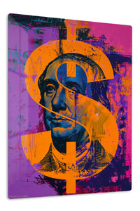 Neon Pharaoh Portrait premium metal wall art – front view
