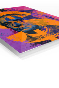 Neon Pharaoh Portrait premium metal wall art – angled view