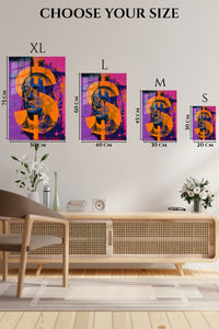 EMESA metal wall art size comparison guide for Neon Pharaoh Portrait