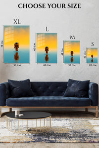 EMESA metal wall art size comparison guide for Solitary Astronaut at Golden Horizon