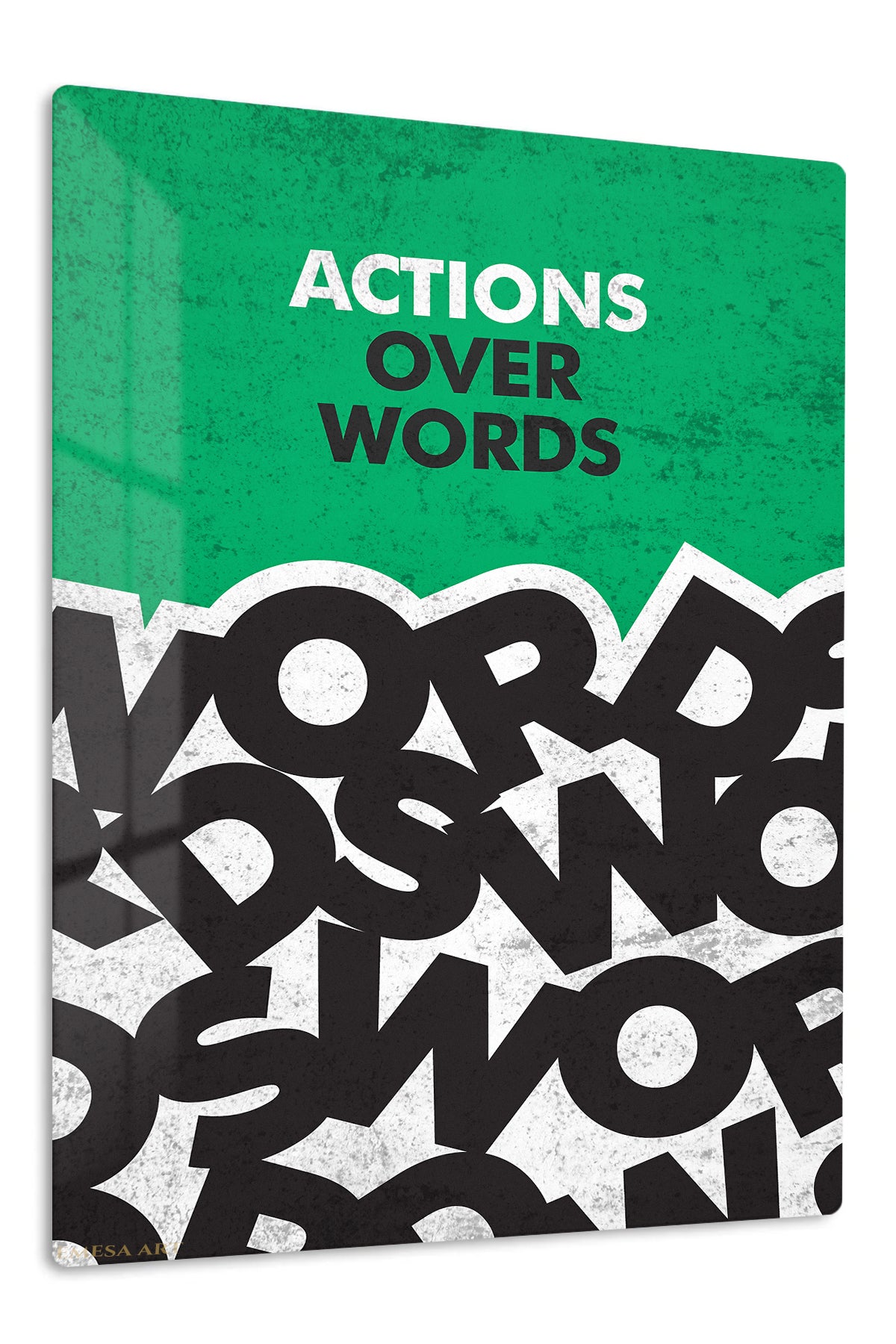 Actions Over Words premium metal wall art – front view