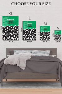 EMESA metal wall art size comparison guide for Actions Over Words