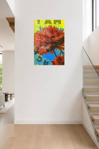 I Am Art Floral Statement metal wall art displayed in a contemporary living space