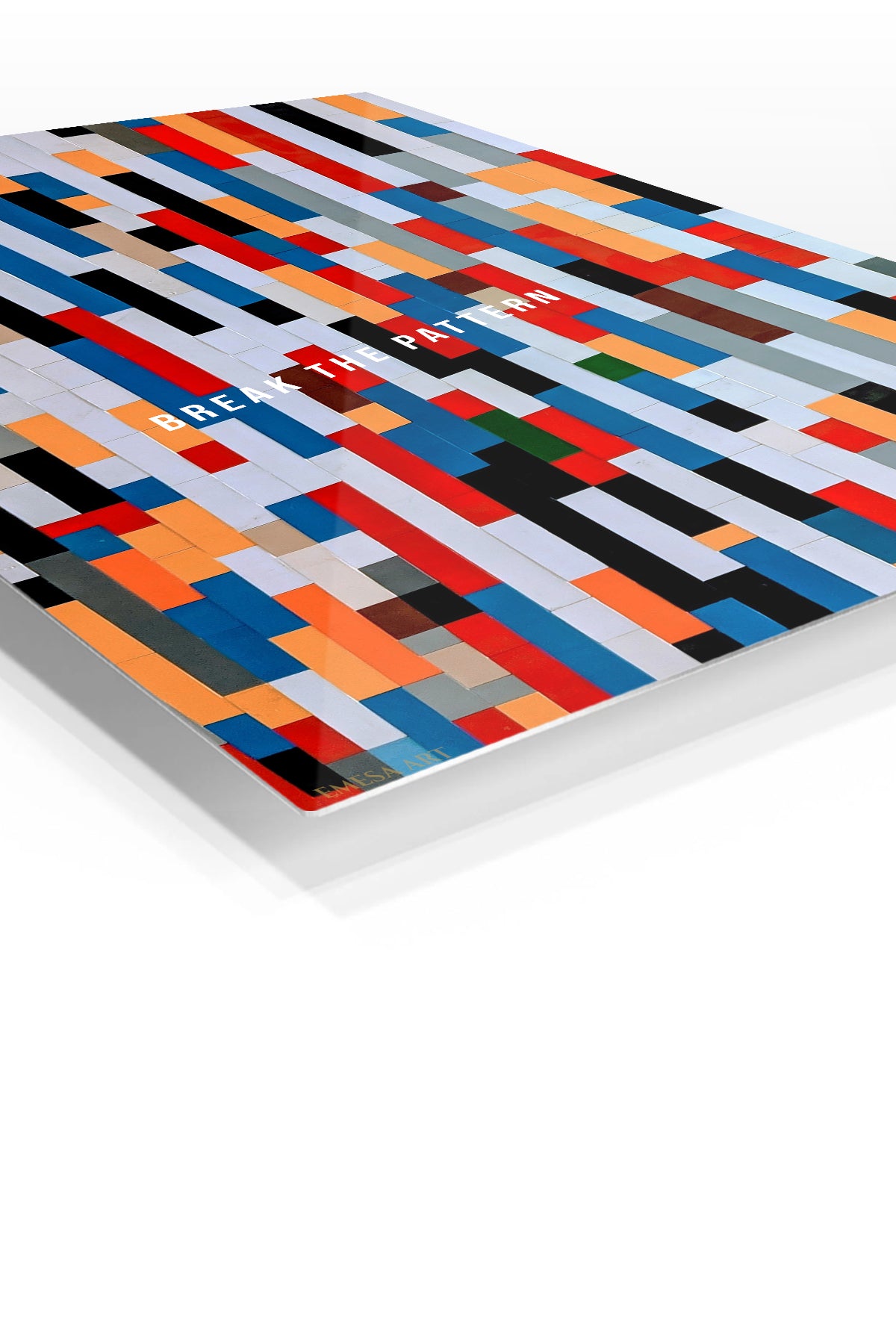Break the Pattern Geometric Poster premium metal wall art – angled view