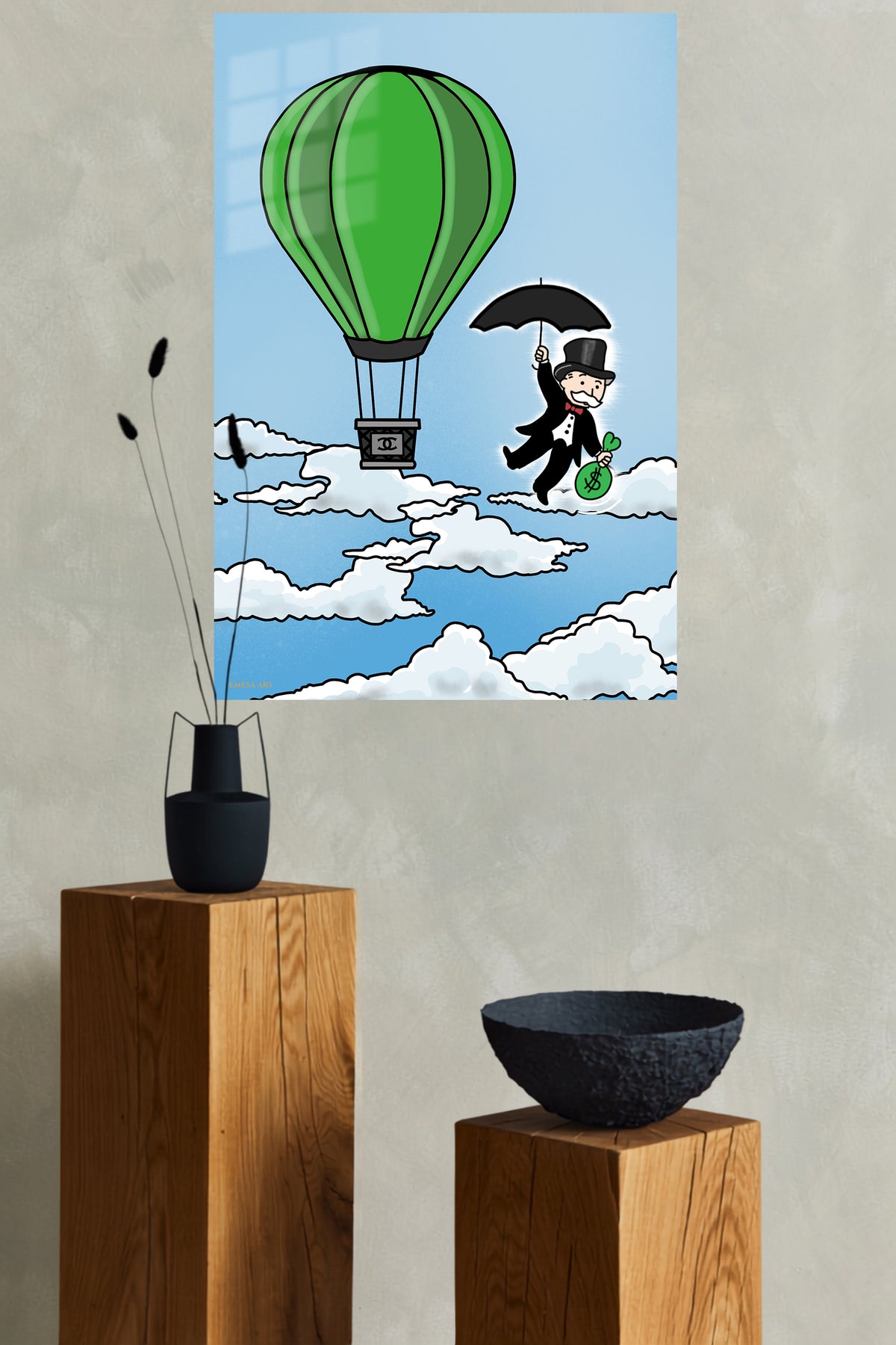 Skybound Fortune metal wall art displayed in a modern interior