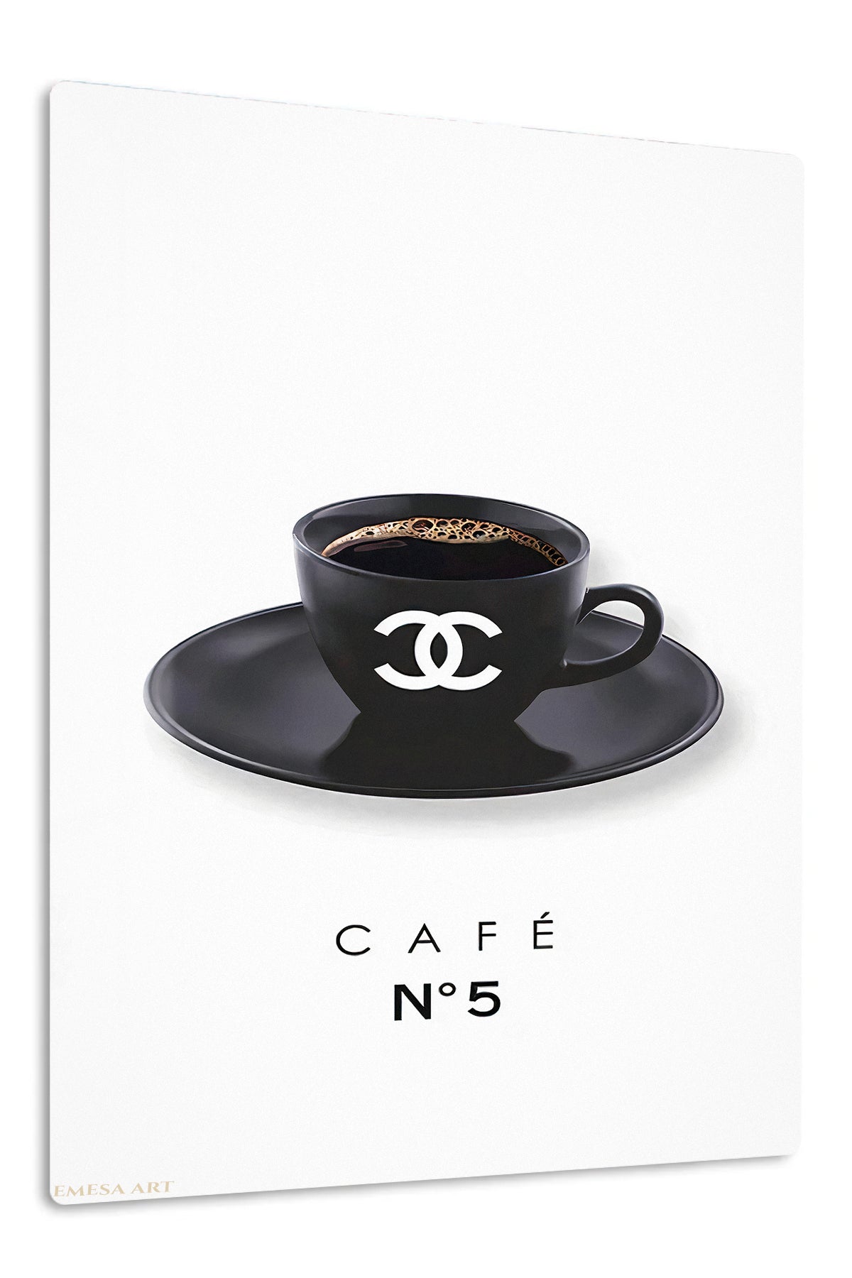 Black Café No. 5 Cup premium metal wall art – front view