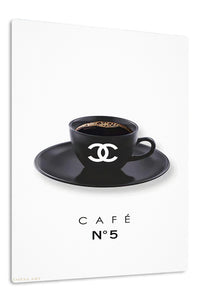 Black Café No. 5 Cup premium metal wall art – front view