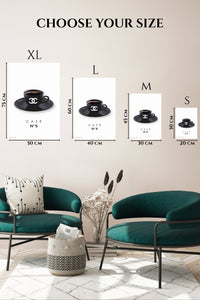 EMESA metal wall art size comparison guide for Black Café No. 5 Cup