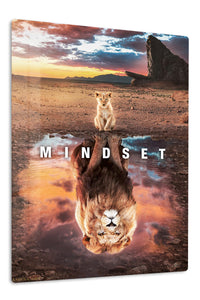 Mindset Lion Reflection premium metal wall art – front view